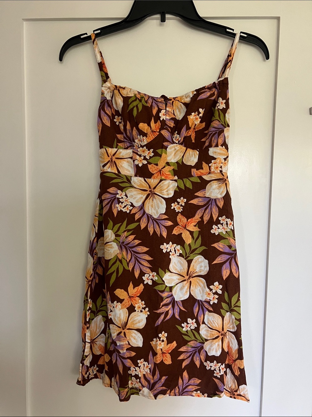 Billabong Floral Spaghetti Strap Dress in Brown